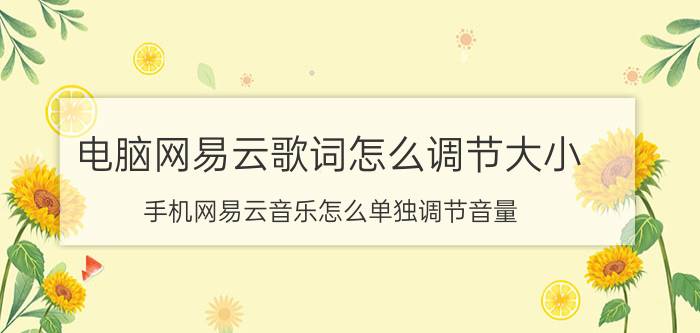 电脑网易云歌词怎么调节大小 手机网易云音乐怎么单独调节音量？